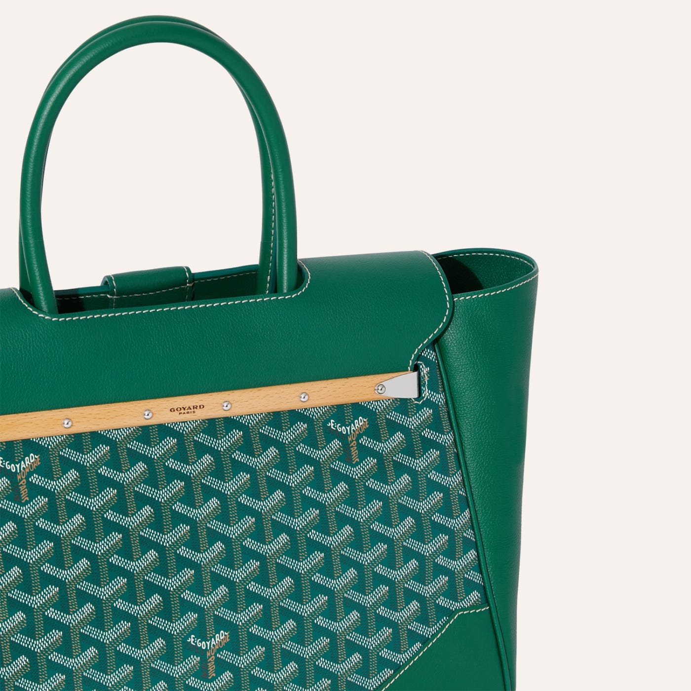 Goyard Saigon Tote Green Goyardine Canvas Palladium Hardware - Image 6